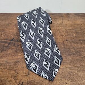 EUC Disney Necktie 100% Silk Tie Men's OS Grey/Silver Character Novelty Tie